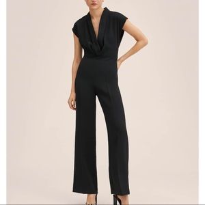 Mango Black Wrap Neckline Jumpsuit Size XXL